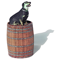 Hund auf Fass